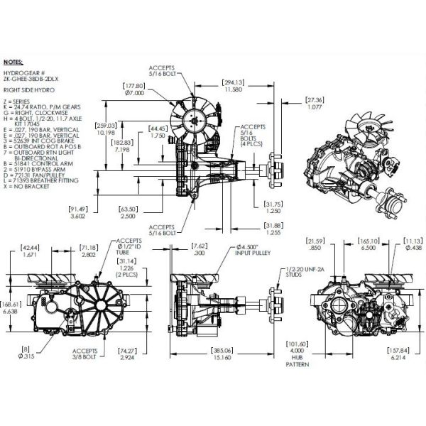 18094 - Hydrostat - Hydro-Gear 2800, Right, ZT (ZK-GHEE-SB7B-2DLX)