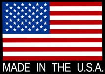 American flag with 'MADE IN THE U.S.A.' written in bold white letters below.
